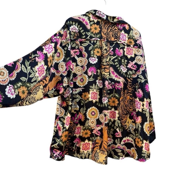 🆕 NWT FP Pajama SET Iron Combo Tiger Floral Print SILKY oversized XL Long Tall - Picture 7 of 16